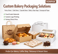 Boîtes d'emballage pour boulangerie écologiques et biodégradables personnalisées pour les beignets, les gâteaux, les biscuits, les tartes, les desserts, les pains, les beignets, le pain HONPAK