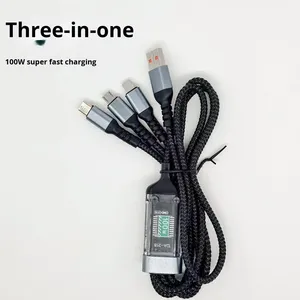 3-Trong-1 USB Loại C Cáp 3A Nhanh Chóng Sạc Micro USB 100W Tương Thích Tinh Khiết Đồng Cho Samsung <span class=keywords><strong>iPhone</strong></span> 15 <span class=keywords><strong>Android</strong></span> Máy In IOS - Product Image 1