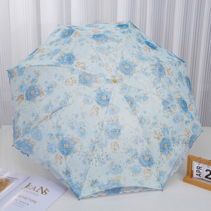 <span class=keywords><strong>Parapluie</strong></span> pliant noir enduit avec logo personnalisé, dentelle florale, pour femme, style Lolita, idéal pour les voyages, cadeau, vente au détail et en gros - Product Image 5