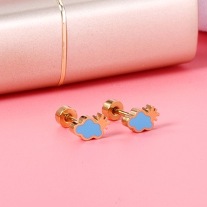 New Arrival Design Wholesale Cloud Shape Gold Plated Stainless Steel <b>Stud</b> <b>Earrings</b> for Girls - Product Image 3