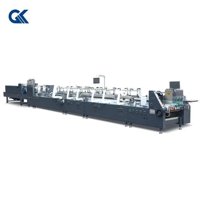 GAOKE High speed 4 6 corner pizza box crash lock bottom box paper trays making folder gluer machine GK-1100-LC-S