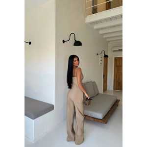 Conjunto de mono y playsuit beige con tirantes para mujer - Product Image 5