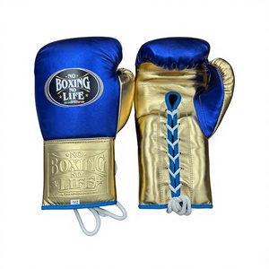 Guantes de Boxeo Personalizables de Primera Calidad, Sin Boxeo No Hay Vida, 100% Cuero Genuino, Cierre con Cordones y Correas, para Sparring y Entrenamiento - Product Image 1