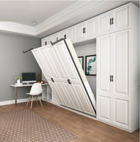 Nouvelle lit-baie escamotable en bois massif invisible avec armoire intégrée, mobilier de chambre intelligent et personnalisable au design moderne