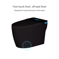 WC intelligent de luxe noir en céramique avec siège chauffant, bidet automatique, double chasse d'eau, télécommande, design moderne, à poser au sol