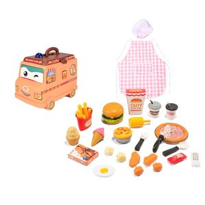LK Toys Jeu de <span class=keywords><strong>cuisine</strong></span> d'imitation pour enfants d'âge préscolaire, chariot de desserts pour enfants, restauration rapide avec des pièces de hamburger, de hot-dog et de gâteau - Product Image 1