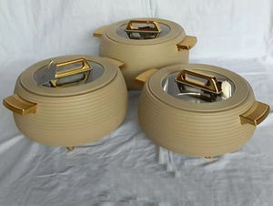 Olla Térmica Acanalada Horizontal Única <span class=keywords><strong>de</strong></span> 3L, 4L, 5L, con Borde Dorado y Tapa <span class=keywords><strong>de</strong></span> Vidrio para el Hogar Moderno - Product Image 4