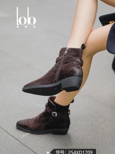 Cómodas botas cortas Chelsea para mujer, tacón grueso <span class=keywords><strong>de</strong></span> fondo plano puntiagudo, <span class=keywords><strong>zapatos</strong></span> <span class=keywords><strong>de</strong></span> mujer con hebilla <span class=keywords><strong>de</strong></span> metal a la moda - Product Image 3