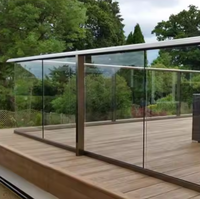 Système de garde-corps en verre trempé sans cadre avec profilé en U en aluminium pour balcon et escaliers, épaisseur personnalisable de 12 à 20 mm