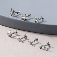Nuevo estilo lindo animales gatito cachorro forma labio Stud joyería G23 titanio lujo circón labio Piercing venta al por mayor moda Piercing