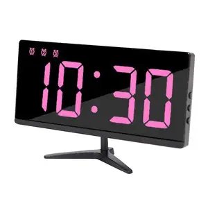 Factory Sale Smart LED Digital Light Large LCD Screen Digital Mirror Table Alarm Clock With Temperature Display