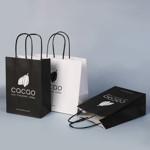 Bolsa de Papel Kraft Blanca y Marrón Personalizada con Asa Retorcida, Bolsa de Papel para Alimentos, Paquete de Pan para Llevar, Logotipo Personalizado - Product Image 1