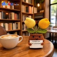Boneka Amigurumi Tulip Rajutan Tangan Custom Grosir, Tanaman Pot Mini Abadi Siap Pakai untuk Perlengkapan Toko Hadiah