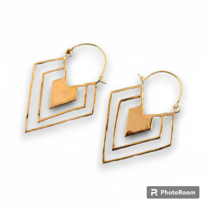 Lightweight Modern Brass Geometric <b>Hoop</b> <b>Earrings</b> <b>Gold</b> Plated Chevron <b>Hoop</b> Trendy Wholesale Jewelry - Product Image 1