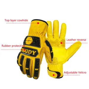 Ironclad Men Work Glove 360 CUT LEATHER IMPACT gants Gants de sécurité au travail jaunes
