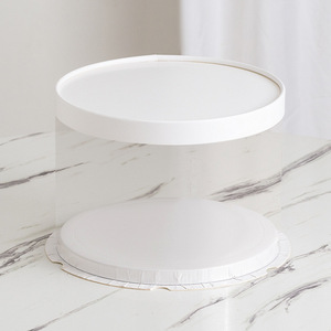 Envase Redondo Transparente de Plástico PET de 10 Pulgadas con Borde Transparente y Tapa de Papel Blanco para Pasteles de 6/<span class=keywords><strong>7</strong></span>/8/9 Pulgadas - Product Image 2
