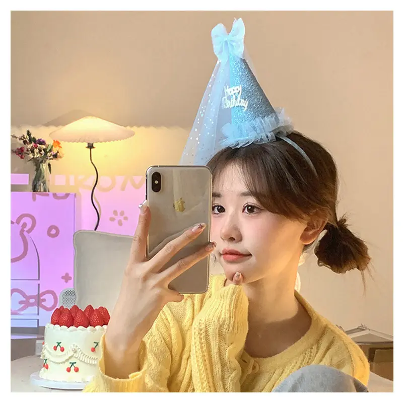 Doğum günü partisi kutlama Glitter doğum günü şapkası peri saç Hoop bir mutlu doğum günü partisi dekor çocuklar kız Favor şapkalar