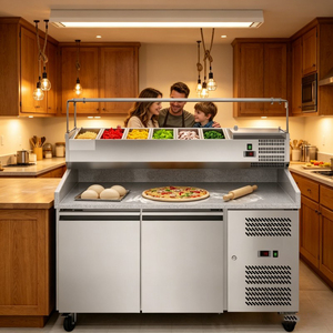 Premium Grade Refrigerated Prep Table Solid Granite Countertop Clear Glass <b>Cover</b> Professional Kitchen Unit for Cafe Restaurant - Product Image 2