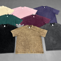 Kaos Pria Katun 100% Berkualitas Tinggi, Benang Ganda, Batik Vintage, Acid Wash, Berat, Dengan Logo Custom, Bordir