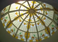 Personnalisé Moderne Tiffany Verre Plafond Lucarne Extérieur Vitrail Dôme Toit Art Motif LED Lumière Lampes Décoratif