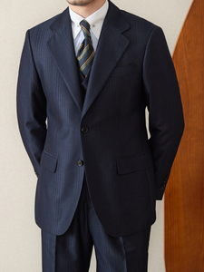 <span class=keywords><strong>Costume</strong></span> d'affaires formel rayé pour homme, <span class=keywords><strong>veste</strong></span> blazer à simple boutonnage, coupe ajustée, respirant, ensemble 3 pièces - Product Image 3