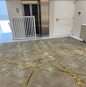 High Quality 8*<strong>10</strong> <strong>ft</strong> Gold and Grey Carpet Rug with Silk and Wool Material for Meeting Room Bed Room Living Room - Product Image 3