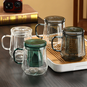 <span class=keywords><strong>Mug</strong></span> <span class=keywords><strong>à</strong></span> café moderne en verre borosilicate résistant aux chocs thermiques avec infuseur <span class=keywords><strong>à</strong></span> thé intégré, écologique, option multicolore - Product Image 1