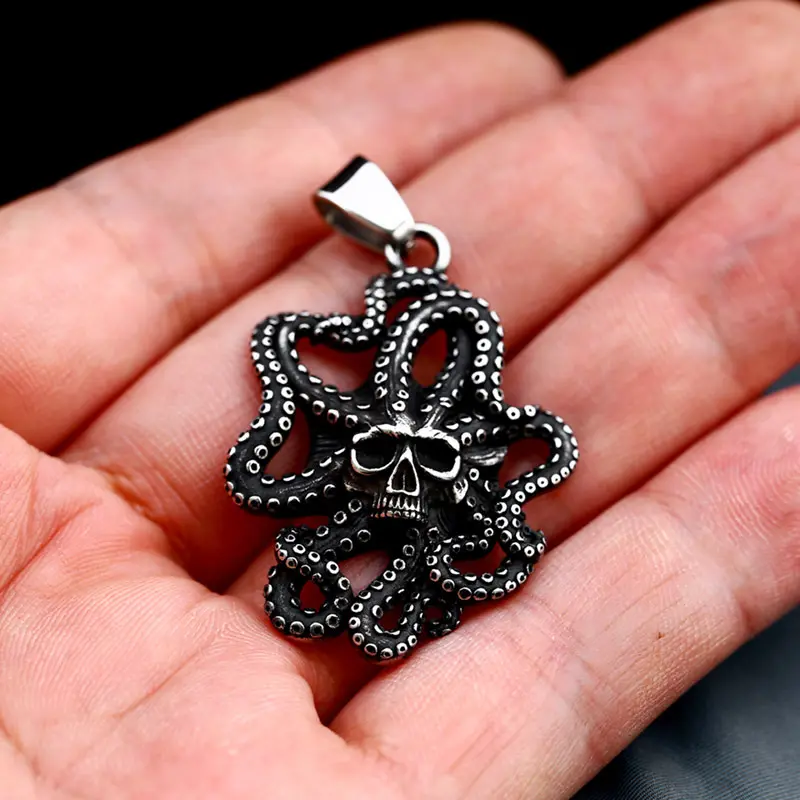 Stainless Steel Animal Skull Pendants Jewelry Octopus Punk Pendant Necklace For Men Boy