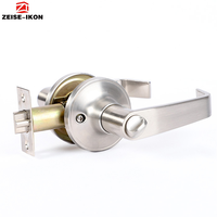 Serrure de porte intérieure moderne en alliage de zinc satiné avec poignée tubulaire, cylindre en acier inoxydable, épaisseur 35-45 mm, 3 clés