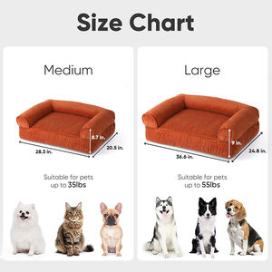 Rechteckiges Haustierbett in Wunschfarbe mit Roten Kaninchenfell-Streifen, Waschbarer Bezug, Hundebett mit Hochdichtem Schaumstoff, Hundesofa - Product Image 6