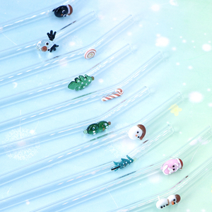 Thân thiện với môi Borosilicate giáng sinh Glass ống hút với thiết kế - Product Image 1