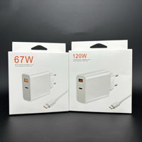 Chargeur USB super rapide 120W 67W, câble 6A, chargeur mural rapide USB, adaptateur secteur pour Xiaomi
