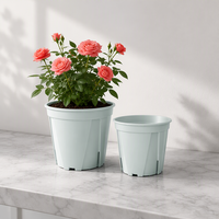 Pot Bunga Plastik Modern Lucu Putih Vertikal untuk Rumah, Taman, Lantai, Kantor, Bergaya, dengan Drainase, untuk Tanaman Indoor