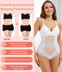 Intimo con scollo a V profondo in pizzo completo <span class=keywords><strong>Body</strong></span> a compressione taglie forti Shaper per corpo <span class=keywords><strong>modellante</strong></span> <span class=keywords><strong>modellante</strong></span> - Product Image 4