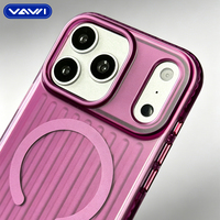 VAWI B338 Coque de téléphone magnétique antichoc en PC ondulé tendance pour iPhone 16 17 18 Pro Max, étui de protection étanche
