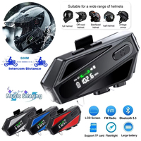 Casque de moto C6 avec écouteurs Bluetooth, radio FM, interphone sans fil 500M, appels, étanche IPX6, casque sans fil détachable