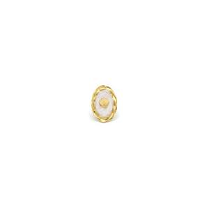 Anillo de Moda de Acero Inoxidable 316L con Baño de Oro PVD, Diseño Ovalado de Concha, Sostenible y Resistente - Product Image 1
