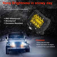 Lampe de travail jaune à triple rangée de 4 pouces 60w 3030, barre d'éclairage pour la conduite du brouillard tout-terrain SUV voiture camion moto 4x4
