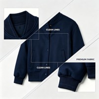 Blouson Bomber Varsity Court et Oversize Personnalisé pour Femme, Hiver, Col Montant Boutonné, Tricot Respirant, Vêtement d'extérieur, Fabricant Grossiste