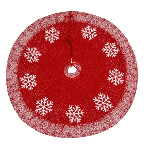 Senmasine 120Cm Màu Đỏ Giáng Sinh Dệt Kim Bông Tuyết Cây Váy Cho Nhà Xmas Kỳ Nghỉ Trang Trí Nội Thất Nhà Cung Cấp Quà Tặng Polyester Fibre Vải