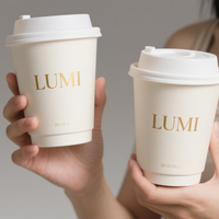 Tasses à café en papier recyclables à emporter avec logo personnalisé vente en gros gobelets à café en papier boisson chaude jetables de luxe à double paroi avec couvercles