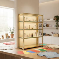 Maßgefertigter Moderner Luxus Gold/Grün Kosmetik-Vitrinenschrank LED-Beleuchtete Glas-Parfümvitrine Umweltfreundlicher Schönheitssalon Einzelhandel