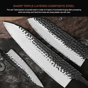 Premium japanisches 3-Lagen-Verbundstahl hand geschmiedete leere Klinge Kochmesser Benutzer definierte DIY Messer Küche Kochute nsilien