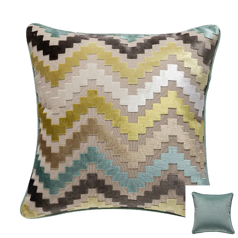 Wholesale Bedroom Living Room Velvet Pillow Cover 45*45cm Modern Cutting Geometric Design Pillow Cover for Cushion