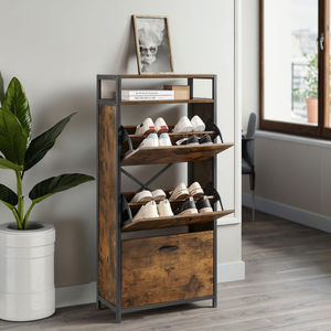 <span class=keywords><strong>VASAGLE</strong></span> Porte-chaussures autoportante à 3 volets Porte d'entrée Armoire à chaussures de ferme en bois cachée - Product Image 1