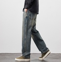 Jeans décontractés coupe bootcut taille mi-haute coupe ample personnalisés en denim vintage pour homme – Tendance automne-hiver, polyvalents et décontractés