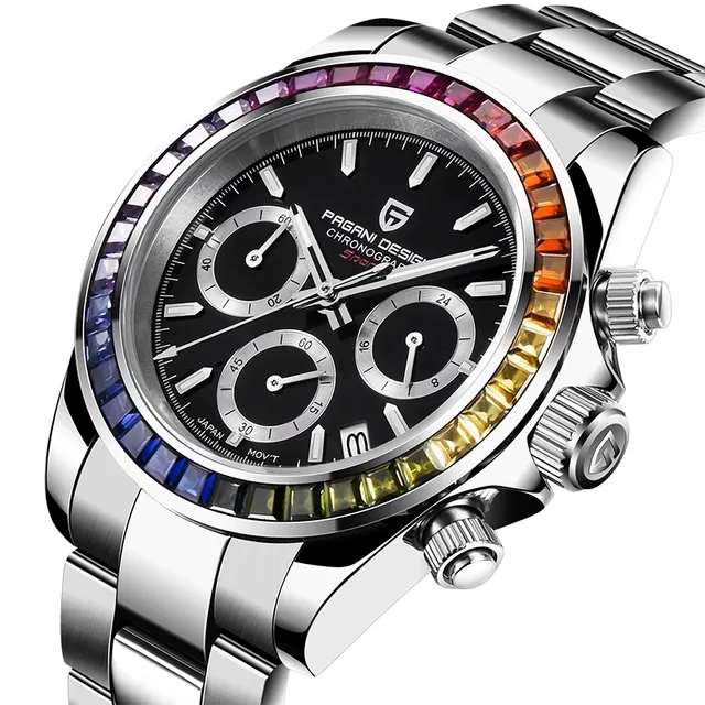 PAGANI DESIGN 1644 New Brand Rainbow Watch Men Top Luxury Quartz Wristwatch Fashion Chronograph Waterproof Sport Watch for Men