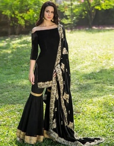 Nuevo vestido indio/pakistaní de fiesta con bordados en una hermosa combinación de Kurta y Garara para fiestas y bodas=2020 - Product Image 1