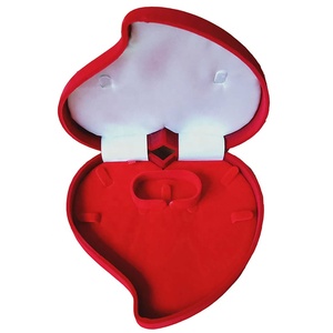 Fashion Wholesale Red Heart Shape Velvet Ring <strong>Box</strong> Engagement Wedding <strong>Rose</strong> Flower Design Gift <strong>Jewelry</strong> Packaging <strong>Box</strong> - Product Image 5