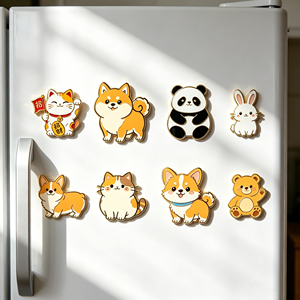 Aimants de réfrigérateur en métal en forme d'animaux de dessin animé, aimants en émail couleur personnalisée, ornement pour la maison et la cuisine, cadeau touristique en gros - Product Image 1
